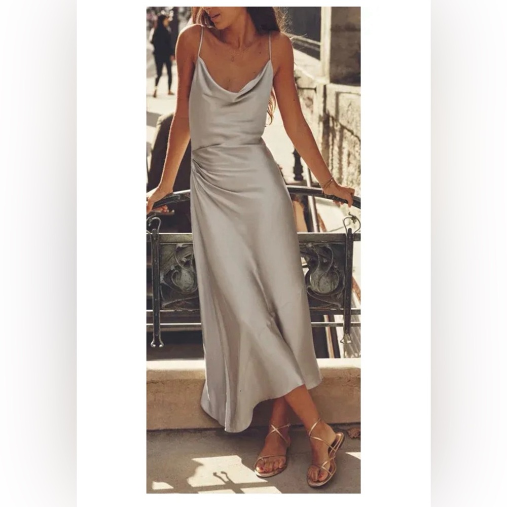 ZARA SATIN MIDI DRESS NWT